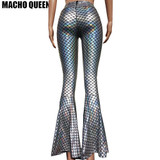 Holographic Boho Dance Leggings Mermaid Costumes Clothing Women Flare Bell Bottom Pants Leggings Rave Festival Clothes Outfits
