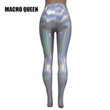Holographic Boho Dance Leggings Mermaid Costumes Clothing Women Flare Bell Bottom Pants Leggings Rave Festival Clothes Outfits