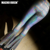 Holographic Boho Dance Leggings Mermaid Costumes Clothing Women Flare Bell Bottom Pants Leggings Rave Festival Clothes Outfits