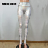 Holographic Boho Dance Leggings Mermaid Costumes Clothing Women Flare Bell Bottom Pants Leggings Rave Festival Clothes Outfits