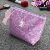 Hologram Laser Cosmetic Bags Women Makeup Bag Shining Polyester Cosmetic Cases Cute Cartoon Pouch Embroidery Storage Organizers