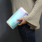 Hologram Zipper Clutch Wallet Women Long Wallets Money Purse Female Slim Wallet Organizer Card Holder Phone Coin Purse