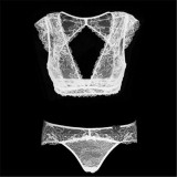 Hollow transparent lace sexy underwear vest no rims bra sets Deep V