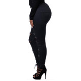 Hollow Out Jeans Woman 2017 High Waist Jeans Female Hole Elastic Plus Size Ripped Jeans For Women Vintage Skinny Pencil Pants