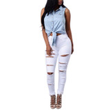 Hollow Out Jeans Woman 2017 High Waist Jeans Female Hole Elastic Plus Size Ripped Jeans For Women Vintage Skinny Pencil Pants