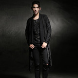 Hollow Fashion Male Casual Trench Coat Men Long Sleeve Shawl Cardigan Punk Fashion Long Style Thin Outerwear Jacket CT501