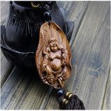Holiday Gifts Chinese Souvenir Car Pendant Wood Craft Religious Decoration/Crafts Wood Happy Buddha Statue AHJ009