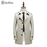 Hoffen 2017 spring fashion classic trench coat men turn down collar single breasted slim fit mens overcoat solid trenchcoat WS62
