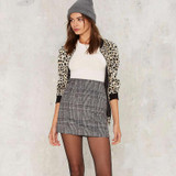 Hodoyi Office Lady Autumn Winter Fashion Women Skirts Bodycon Plaid Zipper Woollen Skirt Brief High Waist Thickening Skirt