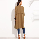 Hodoyi Chic Women Trench Coats Autumn Streetwear Double Pockets Button Elegant Basic Coat Brown Casual Loose Soft Female Outwear