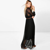 Hodoyi Elegant Black Women Dress Long Sleeves Floral Embroidered Women Dress Casual Party Club Vintage Maxi Dress Vestidos