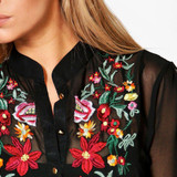 Hodoyi Elegant Black Women Dress Long Sleeves Floral Embroidered Women Dress Casual Party Club Vintage Maxi Dress Vestidos