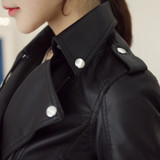 HLMFS2017 spring autumn Leather Jacket Women Punk Rock Leather coat Rivet Motorcycle Biker Female Coat Jaqueta Women's Outerwear