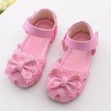 HITOMAGIC 2017 Kids Shoes Sandal Girls Leather Kids Girl Summer Shoes Bowtie Baby Sandals Soft Leather Children Footwear Pink