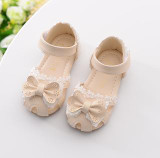 HITOMAGIC 2017 Kids Shoes Sandal Girls Leather Kids Girl Summer Shoes Bowtie Baby Sandals Soft Leather Children Footwear Pink
