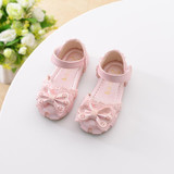 HITOMAGIC 2017 Kids Shoes Sandal Girls Leather Kids Girl Summer Shoes Bowtie Baby Sandals Soft Leather Children Footwear Pink