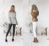 HIRIGIN 2017 Autumn Women Off Shoulder Sweater Female Casual Long Sleeve Knitted Sweater Outwear Solid Sweater Top for Women