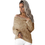 HIRIGIN 2017 Autumn Women Off Shoulder Sweater Female Casual Long Sleeve Knitted Sweater Outwear Solid Sweater Top for Women