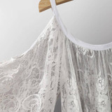 Hippie Women Beach Dress Sexy Strap Sheer Floral Lace Embroidered Crochet Summer Dresses Boho White Dress Vestidos