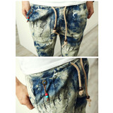 Hip Hop Pants Harem Pants Long Style Floral Print Cotton Linen Strip Elastic Waist Pants Trousers Men Jogger Pants