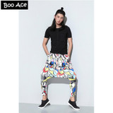 Hip Hop Men Casual Harem Pants Ankel-Length Big Crotch Elastic Waist Casual loose pants pencil calf