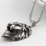 Hip Hop Lion Head Pendant Necklace For Men Luxury Stainless Steel Male Jewelry Friendship Gift