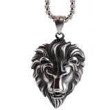 Hip Hop Lion Head Pendant Necklace For Men Luxury Stainless Steel Male Jewelry Friendship Gift