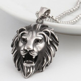 Hip Hop Lion Head Pendant Necklace For Men Luxury Stainless Steel Male Jewelry Friendship Gift