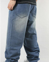 Hip Hop Jeans For Men 2017 New Fashion Light Blue Baggy Jeans Skateboarder Denim Pants Free Shipping