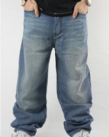 Hip Hop Jeans For Men 2017 New Fashion Light Blue Baggy Jeans Skateboarder Denim Pants Free Shipping