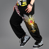 Hip Hop Harem Pants Mens Joggers Pants Loose Baggy Sweatpants Pattern Print Elastic Waist Korean Fashion Trousers Skateboard