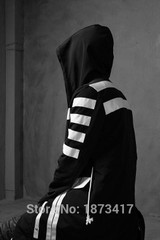 2017 Newest Men Fashion Hooded Long Jacket Trench Coat Black White Color Windbreaker Overcoat Street  Hip-hop Outerwear