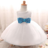 2017 Newborn White Dress For Baptism Sleeveless Baby Girl Lace Christening Gown Dress Toddler First Birthday Party Infant Wear