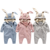 2017 Newborn Infant Baby Girl Boy Clothes Cute 3D Bunny Ear Romper Jumpsuit Playsuit Autumn Winter Warm Bebes Rompers One Piece