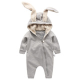 2017 Newborn Infant Baby Girl Boy Clothes Cute 3D Bunny Ear Romper Jumpsuit Playsuit Autumn Winter Warm Bebes Rompers One Piece