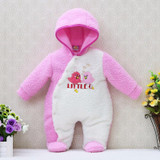 2017 newborn hoodie autumn and warm winter girls one piece romper long sleeve boys clothes coral fleece baby rompers