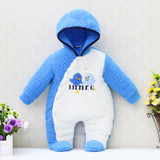 2017 newborn hoodie autumn and warm winter girls one piece romper long sleeve boys clothes coral fleece baby rompers