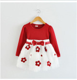 2017 Newborn Cute Flowers Girl Dress wedding 1 year Birthday Baby princess Winter infant Kids dresses girls Clothes Tutu Dress