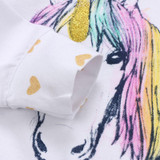 2017 Newborn Baby Unicorn Clothes Long Sleeve Gold Heart Pullover Tops +Rose Red Pant Legging Headband 3PCS Outfit Kids Clothing
