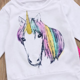 2017 Newborn Baby Unicorn Clothes Long Sleeve Gold Heart Pullover Tops +Rose Red Pant Legging Headband 3PCS Outfit Kids Clothing
