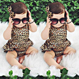 2017 Newborn Baby Girls Clothes Fashion Kids Toddler Girl Leopard dress Bodysuit Backless Summer Infant Bebes Outfit Sunsuit
