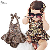 2017 Newborn Baby Girls Clothes Fashion Kids Toddler Girl Leopard dress Bodysuit Backless Summer Infant Bebes Outfit Sunsuit