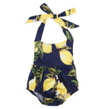 2017 Newborn Baby Girl Romper Summer Sleeveless Backless Halter Sunsuit Pear Print Bebes Outfits Clothes