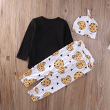 2017 Newborn Baby Clothes Milk Monster Long Sleeve Cotton Romper+Pant+Hat 3PCS Outfit Kids Clothing Set 0-24M