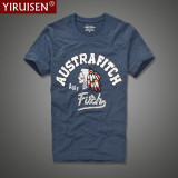 2017 New YiRuiSen brand men short sleeve t shirt 100% cotton o-neck fashion Patch t shirt men summer clothing casual top tees