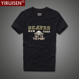 2017 New YiRuiSen brand men short sleeve t shirt 100% cotton o-neck fashion Patch t shirt men summer clothing casual top tees