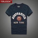 2017 New YiRuiSen brand men short sleeve t shirt 100% cotton o-neck fashion Patch t shirt men summer clothing casual top tees
