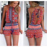2017 New Womens Holiday Sexy Mini Floral Playsuit Ladies Summer Beach Shorts