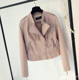 2017 New Women's Spring Autumn Pu Leather Jackets Clothing Lady Slim Fit Yellow pink rice white black Zipper Motorcycle Coat Hot