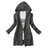 2017 NEW Women's Long-sleeve Knitted Medium-long Hooded Cardigan